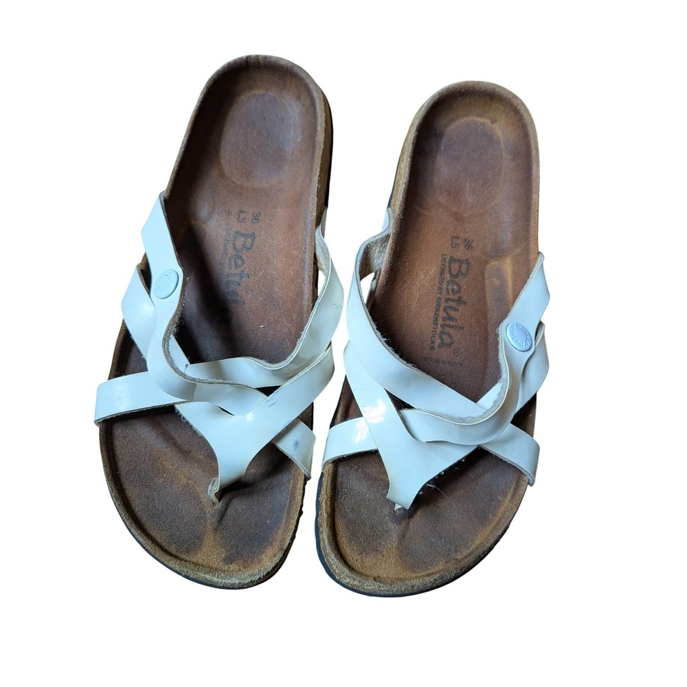 Betula Sandals Women 5-6 Strappy Thong Cork Footbed Comfort Slide Birkenstock